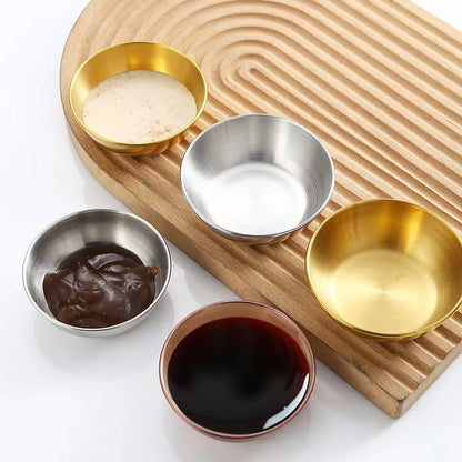 10Pcs Stainless Steel Sauce Dishes Set – Mini Round Seasoning Bowls & Small Appetizer Plates