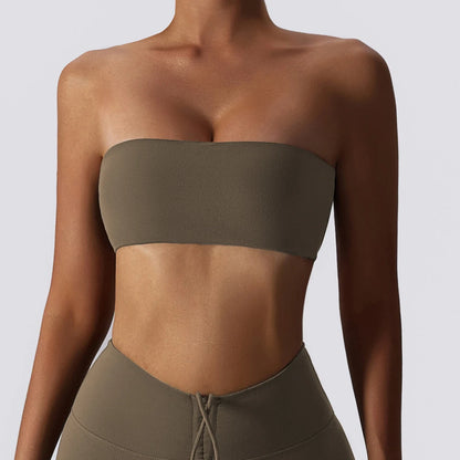 Women’s Strapless Sports Bra — Quick-Dry Yoga & Gym Tube Top | Fitness Chest Wrap Workout Bra
