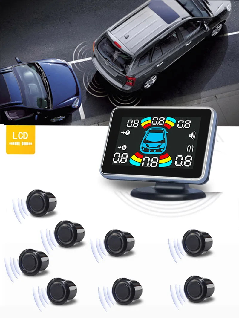 8-Channel Car Parking Sensor – Parktronic Reverse Backup Radar, Rear Auto Detector with Buzzer Assistance Kit