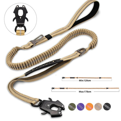 Reflective Shock Absorbing Bungee Dog Leash with Car Seatbelt – Heavy Duty No-Pull Leash for Large Dogs