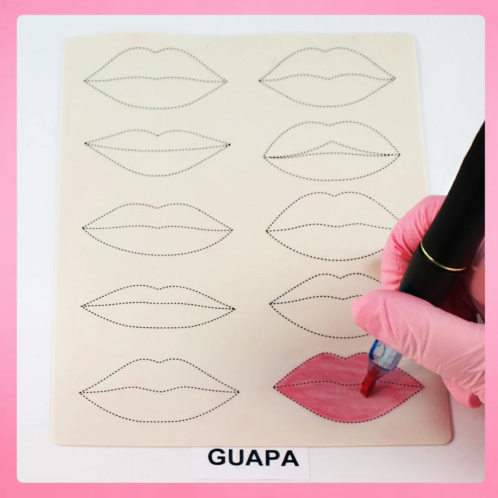 1mm Thick Double-Sided Lip Practice Skin — Microblading & PMU Stencil for Permanent Makeup Tattoo Artists
