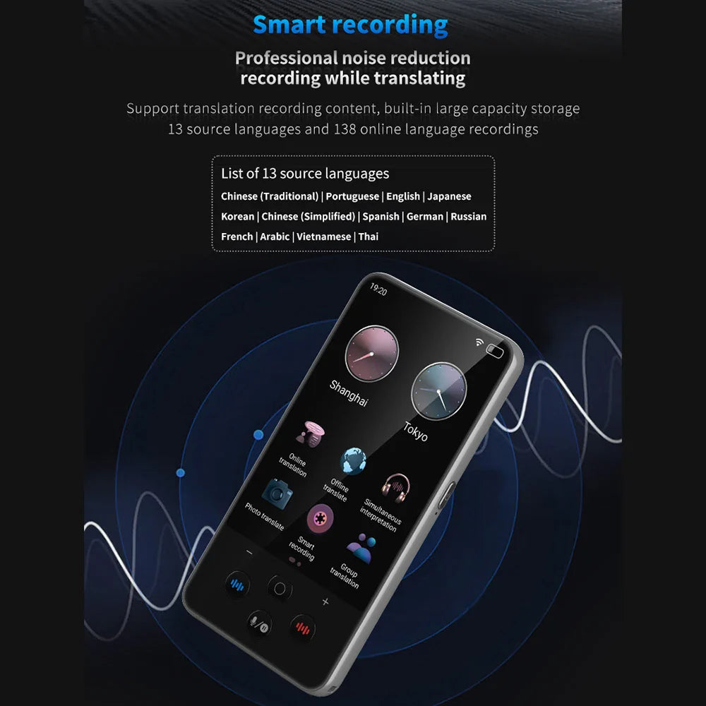 S85 Pro Language Translator Device - 138 Languages, 4-inch Screen, Voice & Video Recording, Offline Translation, 8GB Storage & 2000mAh Battery