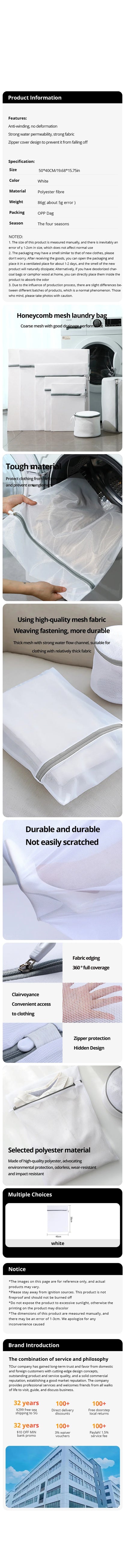 2 Pack White 40x50cm Honeycomb Mesh Laundry Bags for Delicates – Durable & Reusable Wash Bags