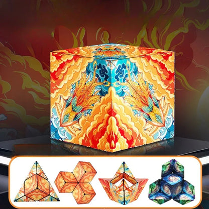 Magic Infinite Cosmic Shasibo Cube — Magnetic Fidget Puzzle Toy, Changeable Anti-Stress Flip Cubic Cube