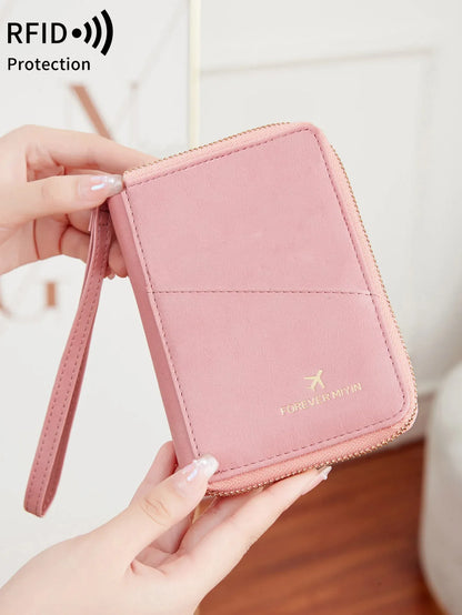 New Retro RFID PU Leather Passport Bag – Fashionable Multifunctional Passport Cover & Travel Clip for Men & Women