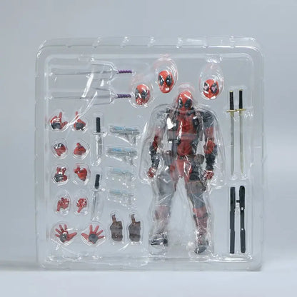 AMAZING YAMAGUCHI Deadpool & Wolverine 2.0 Action Figure – Grey Mutants Joint Movable KAIYODO Model Toy for Kids & Collectors