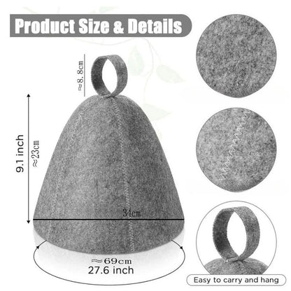 Felt Sauna Hat — Steam Cap for Men & Women, Home and Steam Room Sauna Accessory