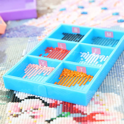 6-Grid Diamond Painting Accessory Tray Kit – Large Capacity Plate for Nail Art, Beading, and Cross Stitch