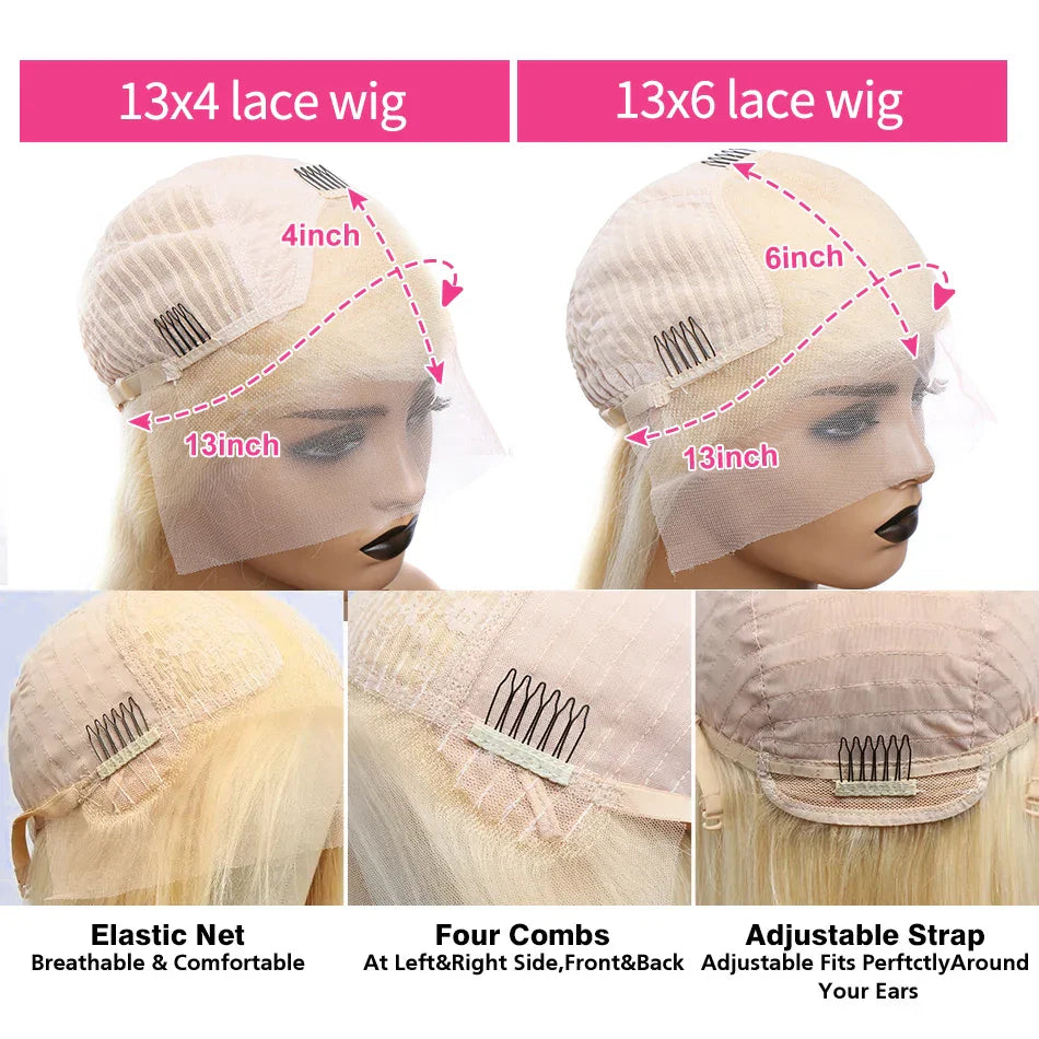 Melodie 34 Inch 613 Honey Blonde Color Wig - HD Transparent Body Wave 13x6 Frontal Human Hair Wig for Women, 13x4 Lace Front Wig