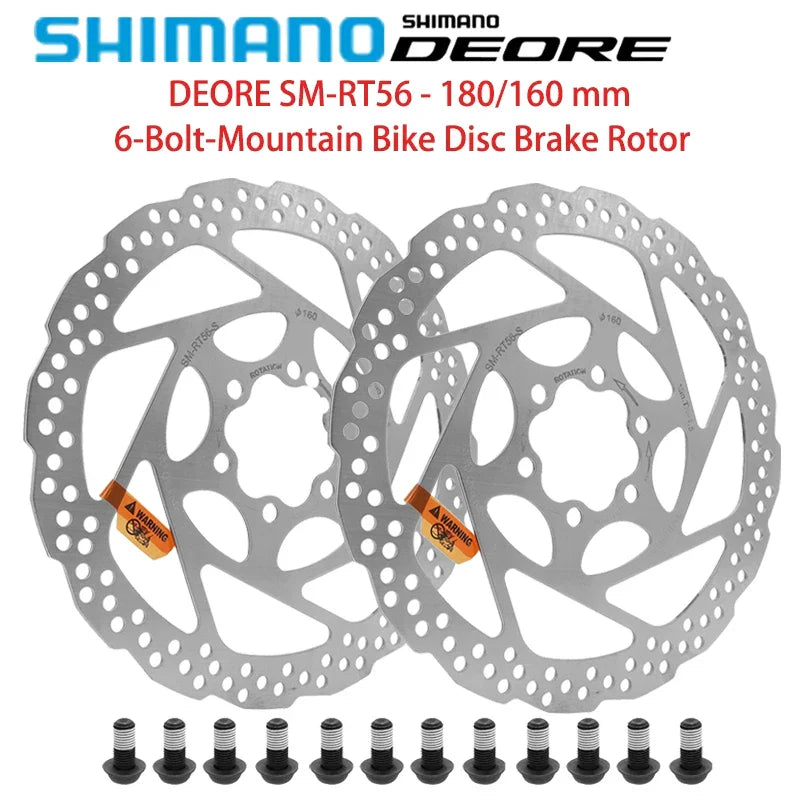 Shimano DEORE SM-RT56 MTB Brake Discs – 160mm/180mm Rotor, 6 Bolt, 2PCS Mountain Bike Accessories