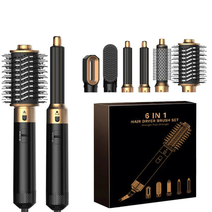 6-in-1 Hair Dryer Brush – Detachable Airflow Comb Curler with Heat Control for Straightening & Smooth Hair Styling