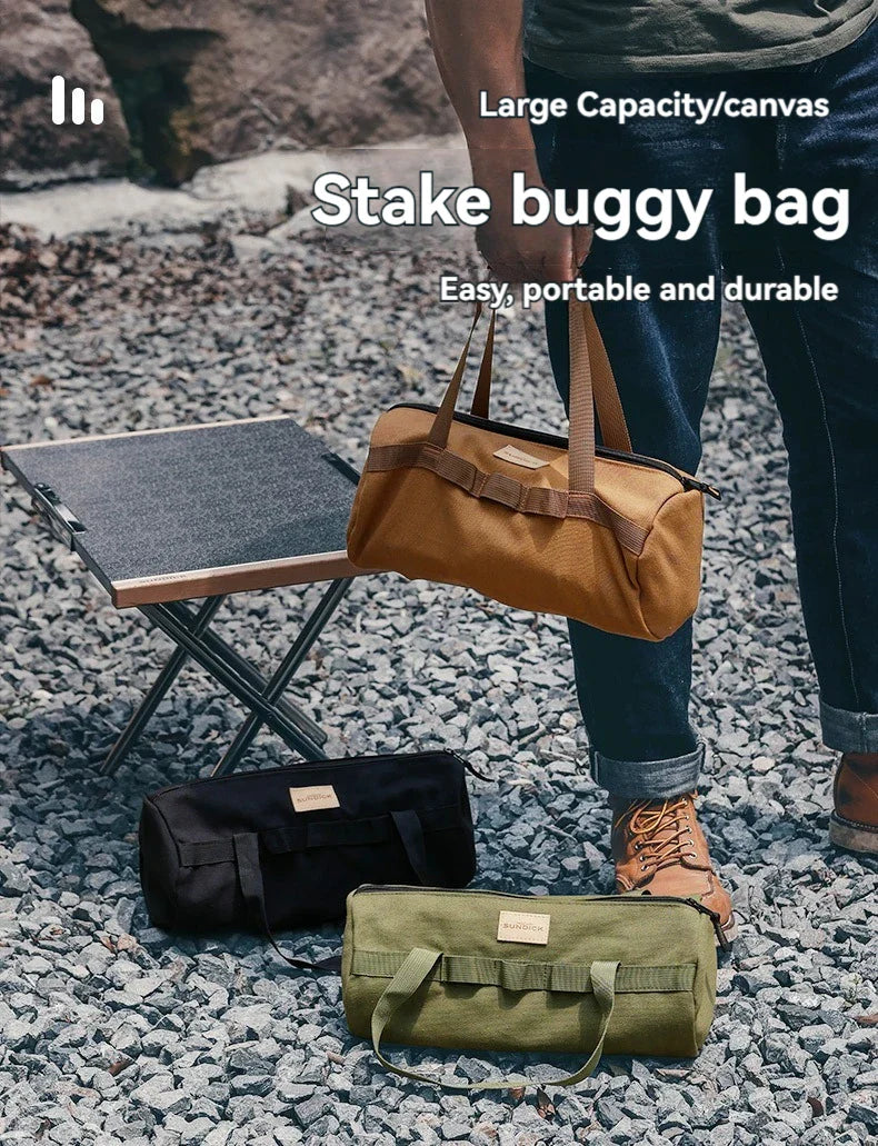 Cylinder Handheld Storage Bag – Large Capacity Thickened Camping Tent Peg and Tool Organizer Bag