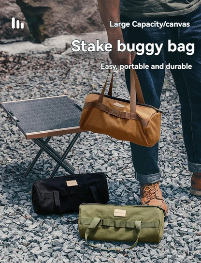 Cylinder Handheld Storage Bag – Large Capacity Thickened Camping Tent Peg and Tool Organizer Bag