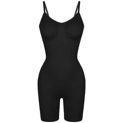 Women’s Bodysuit Shapewear Tank Top — Tummy Control Full Body Shaper with Anti-Chafing Shorts, Waist Trainer & Butt Lifter
