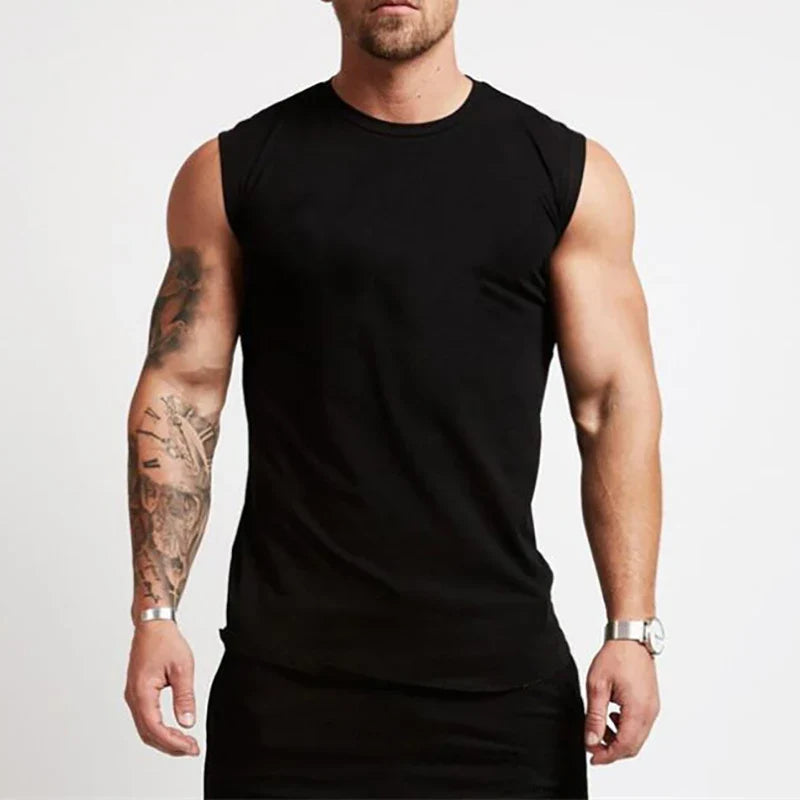 Men's Cotton Gym Tank Top - Sleeveless Workout Bodybuilding Shirt Fitness Sportswear Muscle Singlet Vest
