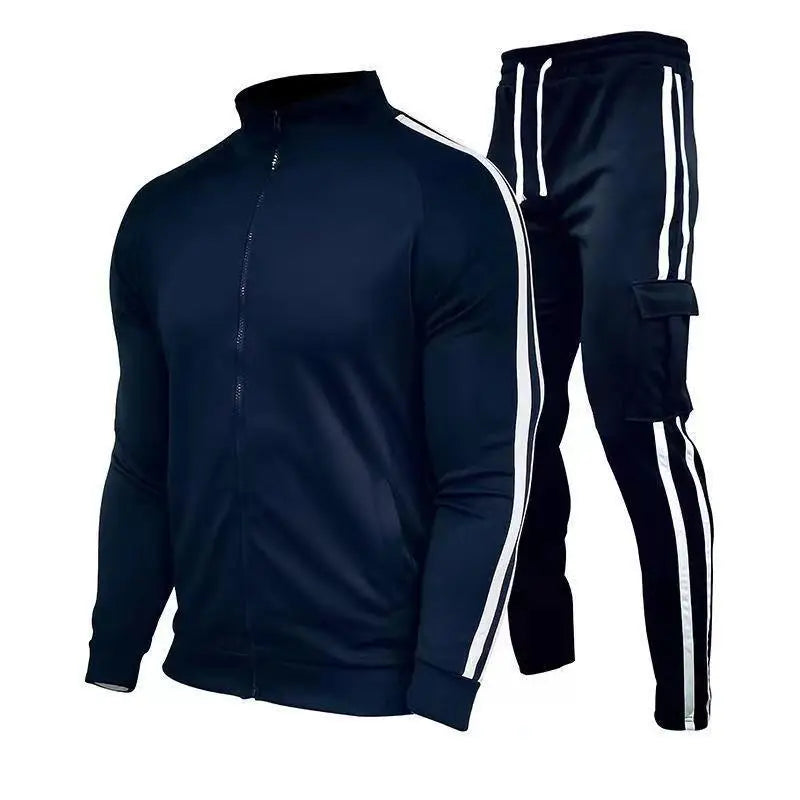 Men’s Zipper Stand Collar Workout Set Sports Tracksuit Sweatshirt & Jogger Fitness Running Training Outfit 2024 New Activewear Set