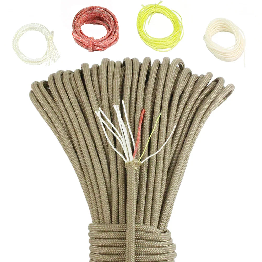 10-Strand Multifunctional Paracord 650 – Military-Grade 4mm Camping & Survival Rope with Fishing Line, Copper Wire & Fire Wire