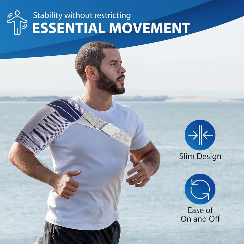 Adjustable Shoulder Brace Support Sleeve – Rotator Cuff Compression & Stability Strap for Left or Right Shoulder (Men & Women)