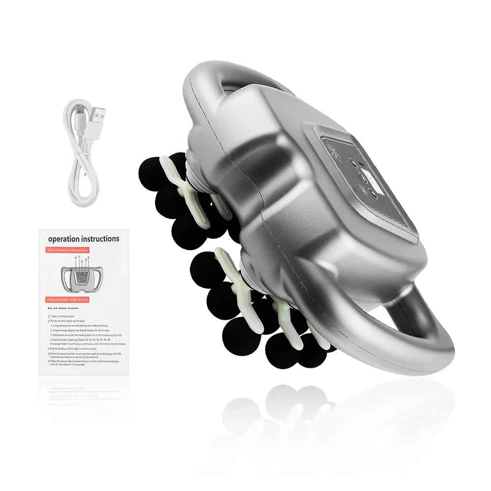 24-Head Fascia Massage Gun 9 Modes High-Frequency Vibration Full Body Massager for Back Neck Shoulder Waist Muscle Relaxation Deep Tissue Massage Device