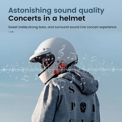 GEARELEC DK02 Motorcycle Helmet Headset - Stereo Bluetooth Hands-Free Call, IPX7 Waterproof, 2800mAh with Tri-Color Ambient Light