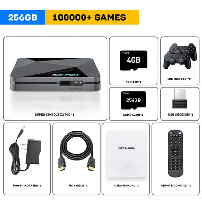 Super Console X2 Pro Retro Video Game Console – 100,000+ Games for MAME, ARCADE, Sega Saturn & DC, 4K HD