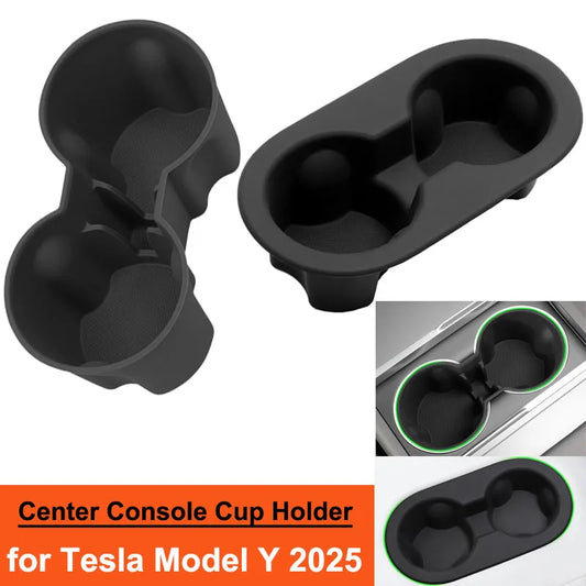 Tesla Model Y Juniper 2025 Silicone Cup Holder – Center Console Drink Bottle Rack for Front & Rear Seats Interior Accessory