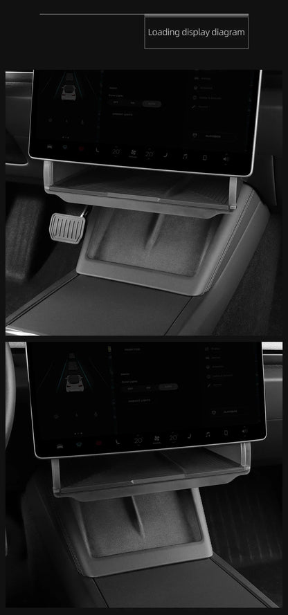 Hidden Under-Screen Storage Box for Tesla Model 3 Highland & Model Y 2024 LHD – Center Console Organizer Tray