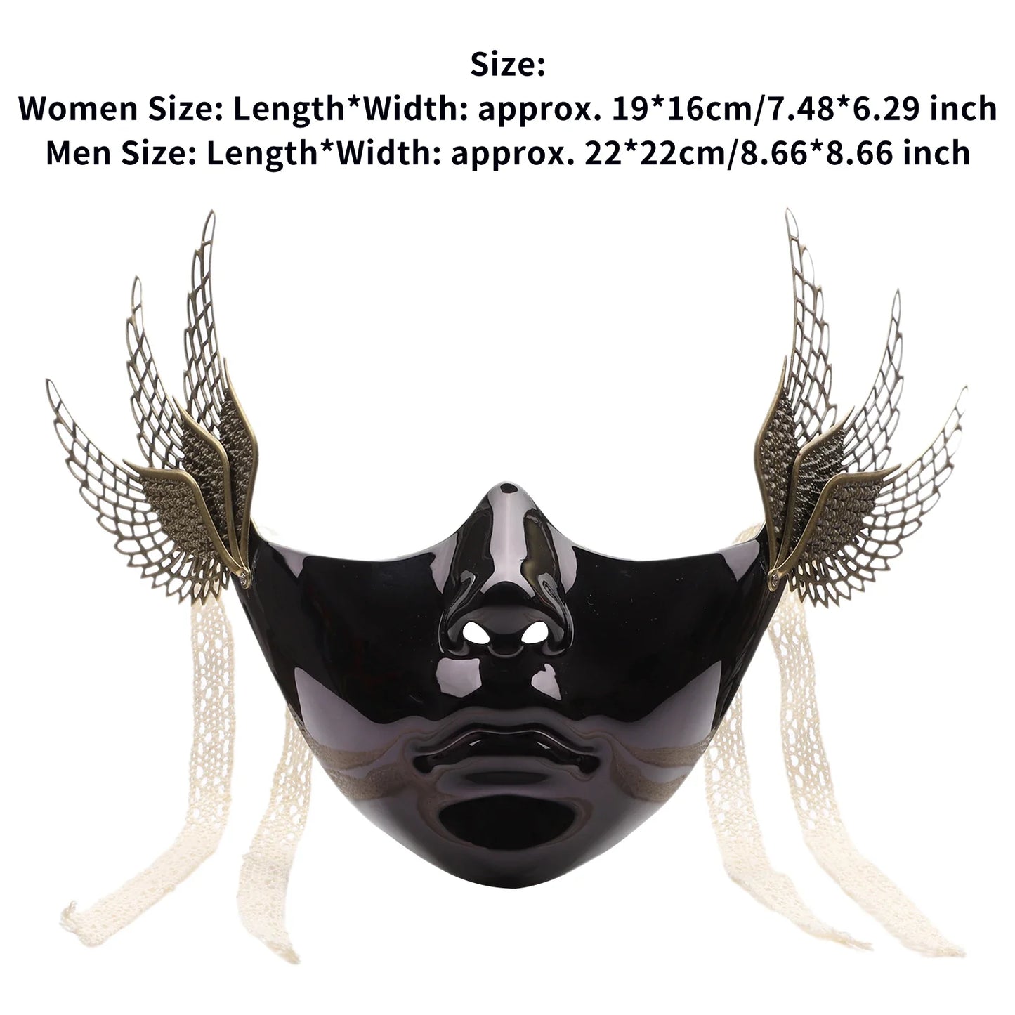 Cyberpunk Mechanical Half Face Mask — Technological Wings Mask for Men & Women, Halloween, Carnival, Dress-Up Props