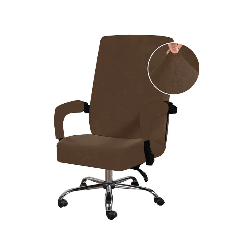 Velvet Office Chair Cover - Black Armchair Protector with Armrest & Gaming Chair Fit