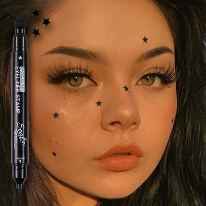 Star Liquid Eyeliner 2-in-1 — Black Moon Stamp Pencil, Waterproof Long-Lasting Easy-Apply Eye Makeup