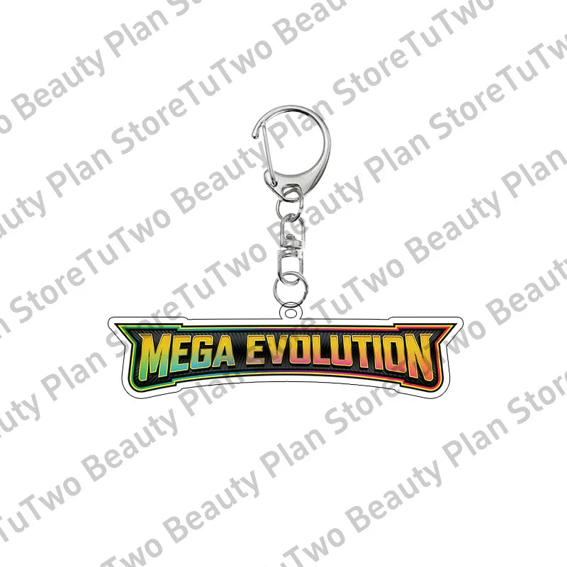 Anime PTCG Mega Evolution Acrylic Keychain – Pocket Monster Logo Cartoon Bag Pendant Keyring Collectible Gift Toy Series