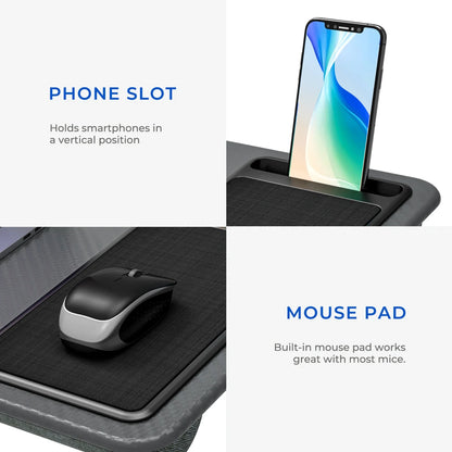 Lap Desk with Mouse Pad & Phone Holder – 21.1×12in Portable, Lightweight, Anti-Slip for Bed, Sofa, Couch