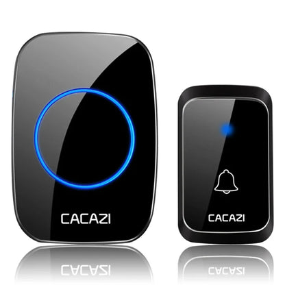 CACAZI A06 DC Battery-Operated Wireless Waterproof Doorbell – 300M Remote, 36 Chimes, Cordless Home Call Bell
