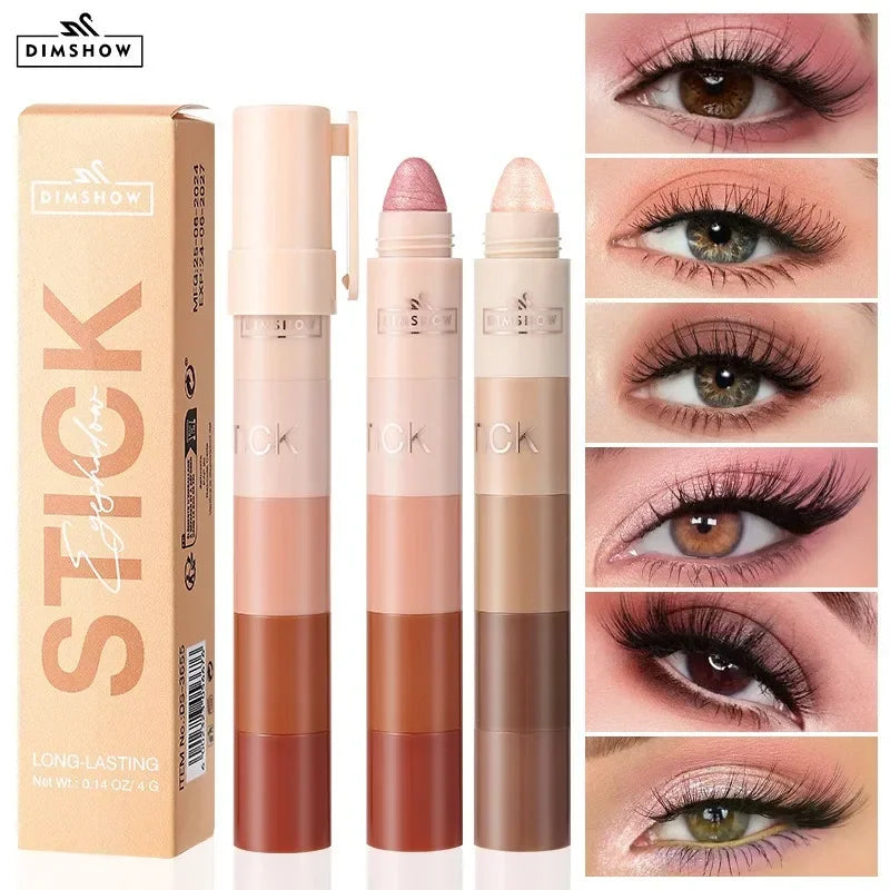 5-in-1 Eyeshadow Pencil Kit – Velvet Matte, Pigment, Shimmer & Highlight Makeup Combination in Pink & Brown Mini Eye Shadow Pen