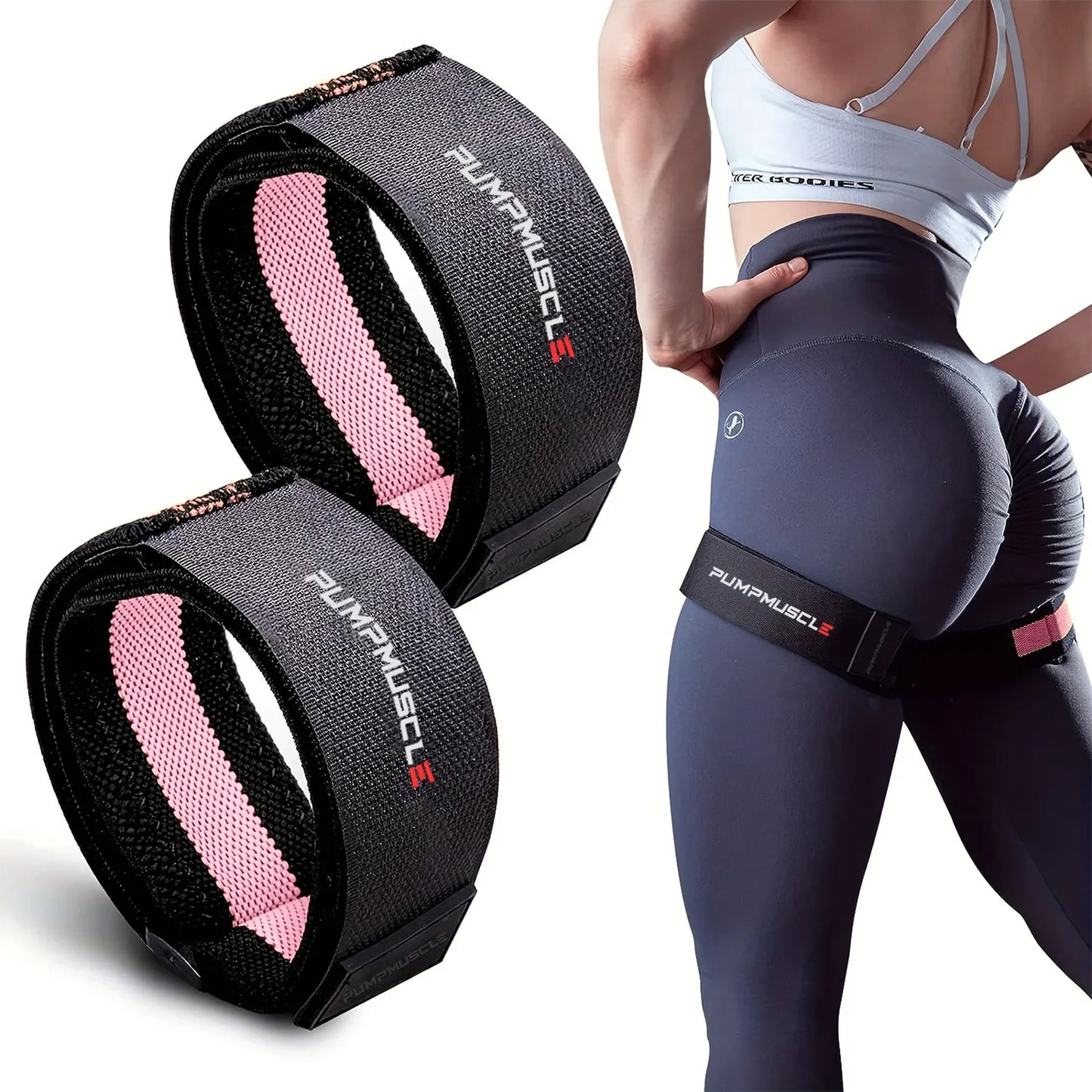 2PCS Adjustable Blood Flow Restriction Bands for Legs – BFR Training Straps for Muscle Growth, Strength & Glute Workouts