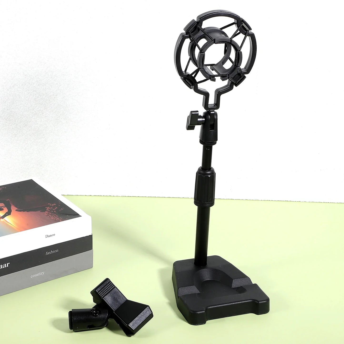 Retractable Desktop Microphone Stand - Adjustable Desk Mic Holder Clip for Live Streaming, Recording & Broadcasting
