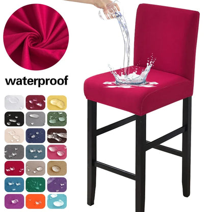 Waterproof Bar Stool Covers - Stretch Short Back Chair Protector Covers for Kitchen Dining Room Cafe Counter Height Seats