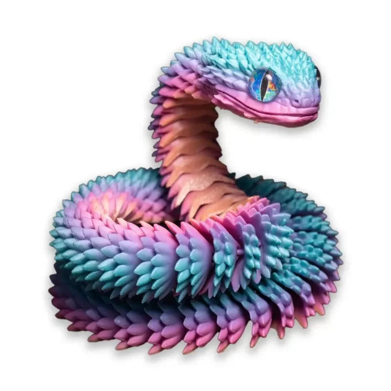 3D Printed Movable Joint Snake Figurine — Simulation Fidget Toy, Office Desktop Ornament, 2025 New Year Gift Craft
