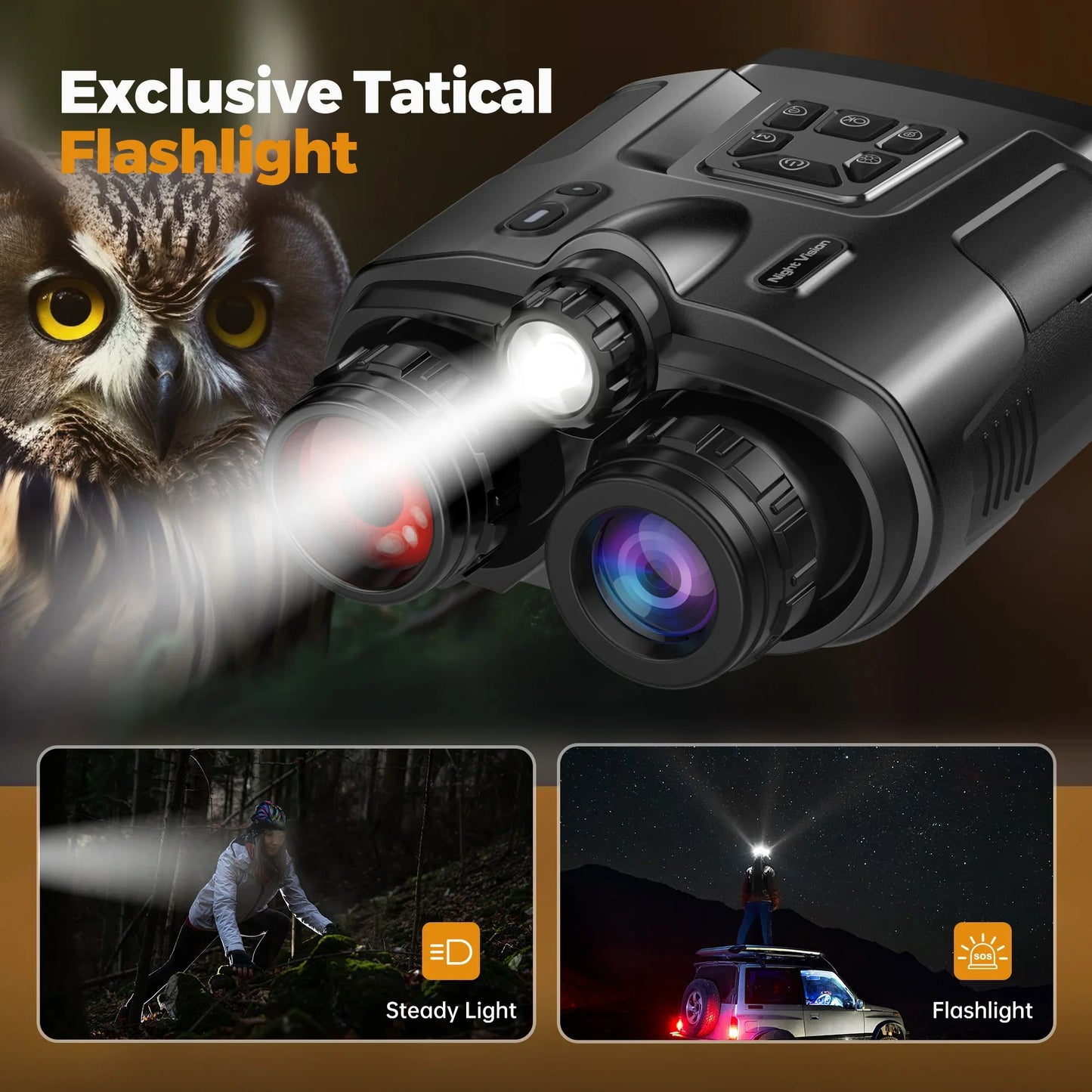 4K Night Vision Binoculars with 8X Digital Zoom – 5000mAh Rechargeable Infrared Goggles for Hunting & Surveillance