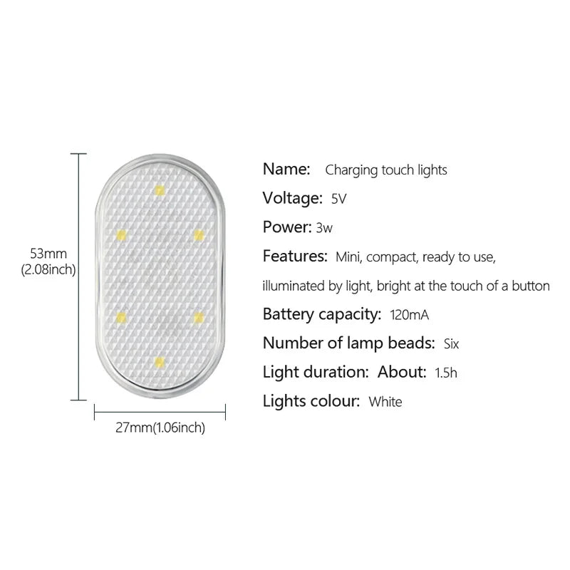 BLALION Car LED Touch Lights - Wireless Interior Light with Magnetic Attachment - USB Rechargeable Roof Ceiling Lamp for Reading and Auto Door Lighting