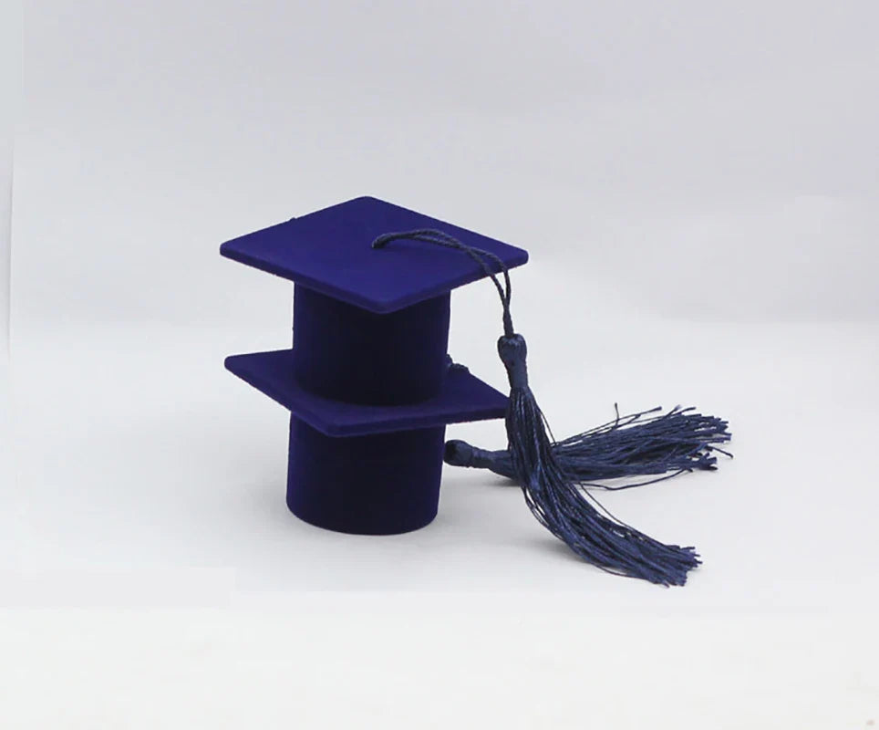 Velvet Ring Box with Graduation Cap Design – Jewelry Packaging for Wedding, Engagement, Earrings & Graduation Gift Organizer