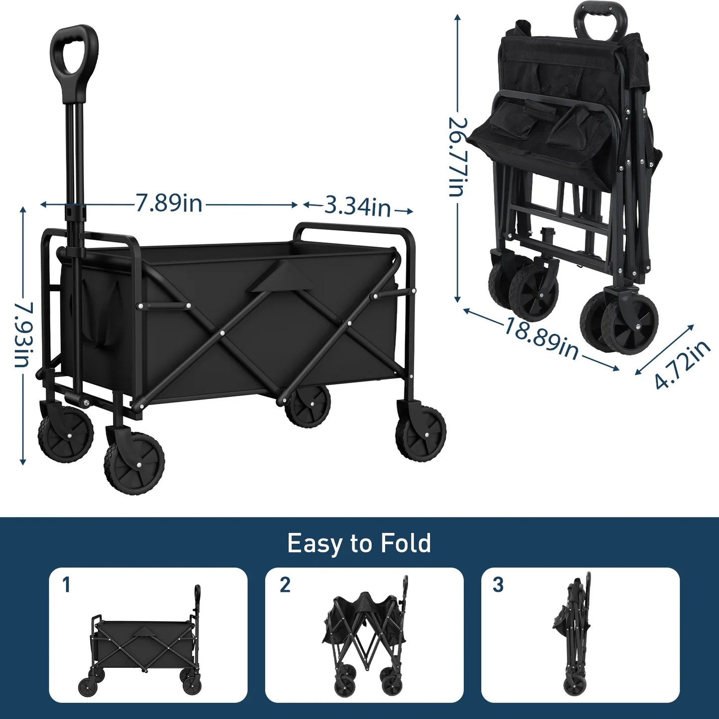 Portable Folding Handcart – Adjustable Height & Angle, Easy Fold, Heavy-Duty Load Carrier for Beach & Camping