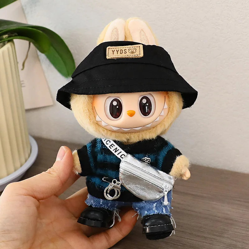 Labubu 15-17cm Blind Box Keychain Doll Outfit – Sweater & Glasses Accessory Set