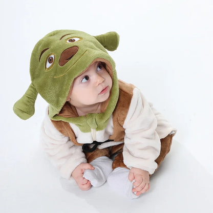 Cute Green Monster Kigurumi Onesie - Warm Winter Cosplay Jumpsuit for Babies & Kids 0-3 Years