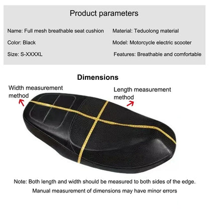 Breathable 3D Mesh Motorcycle Seat Cover – Anti-Slip Cooling Cushion for Scooter & Motorbike Summer Protection Pad