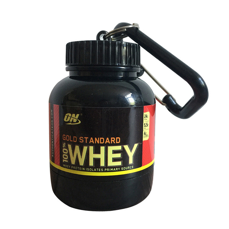 100ML Mini Portable Protein Container - Outdoor Sport Powder Bottle with Whey Keychain, Health Funnel & Medicine Box