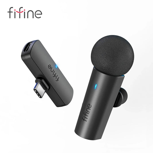 FIFINE Wireless Lavalier Microphone M6 – Type-C Mini Mic for Mobile, Tablet & Laptop, Ideal for Live Streaming, Vlog & Interviews