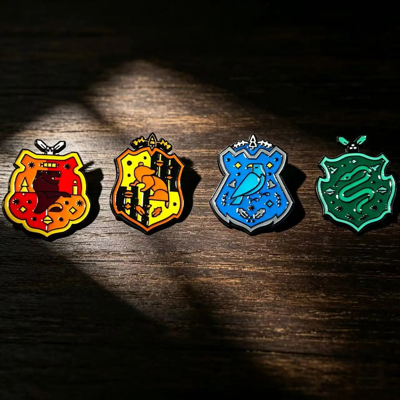Harry Potter Enamel Brooch Set - 4-Piece Metal Backpack Pins for Students & Fans
