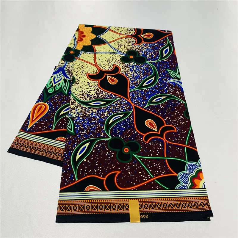 6 Yards African Real Wax Fabric - 100% Cotton Original Ankara Print for Party Dresses K121901