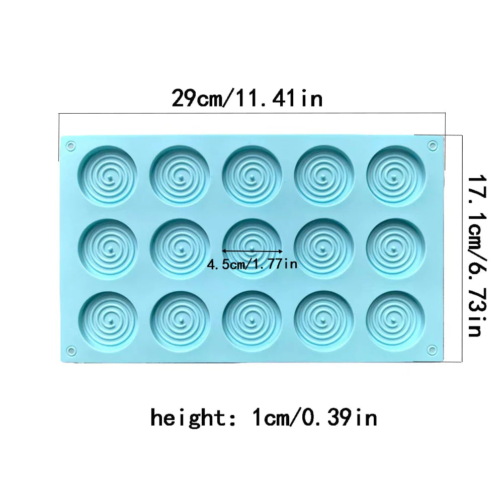15-Hole Spiral Silicone Mold – Non-Stick Baking Tray for Mousse Cakes, Ice Cream, Pudding, Brownies, Gummies & Jelly Desserts
